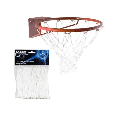 Купить Сетка баскетбольная Torres, нить 4 мм, белая в Азове 