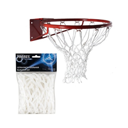 Купить Сетка баскетбольная Torres, нить 6 мм, белая в Азове 